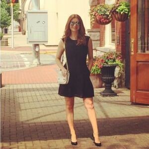 J. Crew Black Peplum Mini Dress Scoop Neck